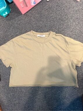 perfectwhitetee Sage Cropped Crewneck Tee in great condition barley worn!